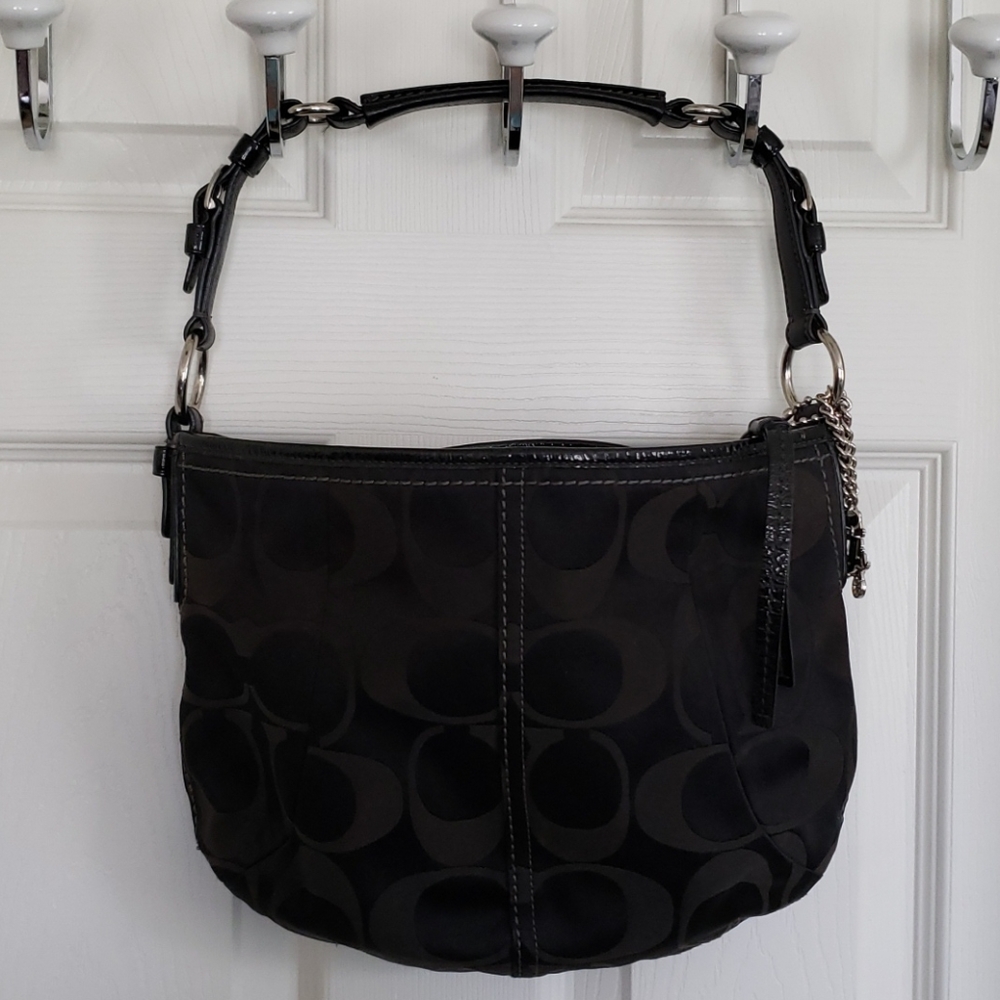 Coach Black Signature Jacquard Shoulder Bag